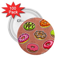 Doughnut Doodle Colorful Seamless Pattern 2 25  Buttons (100 Pack)  by Amaryn4rt