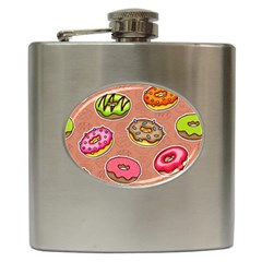 Doughnut Doodle Colorful Seamless Pattern Hip Flask (6 Oz) by Amaryn4rt