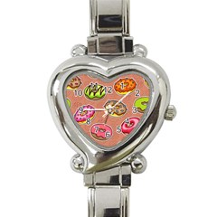 Doughnut Doodle Colorful Seamless Pattern Heart Italian Charm Watch by Amaryn4rt