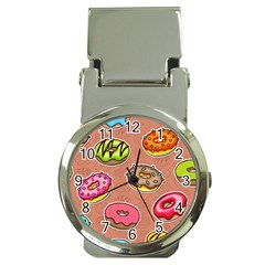 Doughnut Doodle Colorful Seamless Pattern Money Clip Watches