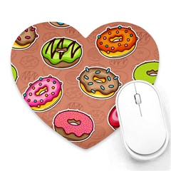 Doughnut Doodle Colorful Seamless Pattern Heart Mousepads by Amaryn4rt