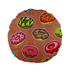 Doughnut Doodle Colorful Seamless Pattern Standard 15  Premium Round Cushions by Amaryn4rt