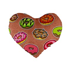 Doughnut Doodle Colorful Seamless Pattern Standard 16  Premium Heart Shape Cushions by Amaryn4rt