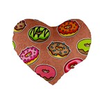 Doughnut Doodle Colorful Seamless Pattern Standard 16  Premium Heart Shape Cushions Front