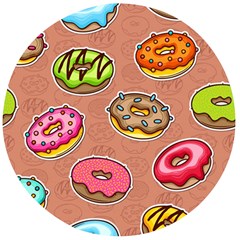 Doughnut Doodle Colorful Seamless Pattern Wooden Bottle Opener (round) by Amaryn4rt