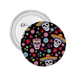 Day Dead Skull With Floral Ornament Flower Seamless Pattern 2 25  Buttons by Amaryn4rt