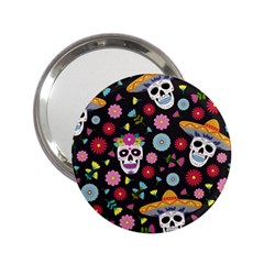 Day Dead Skull With Floral Ornament Flower Seamless Pattern 2 25  Handbag Mirrors by Amaryn4rt