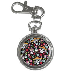 Day Dead Skull With Floral Ornament Flower Seamless Pattern Key Chain Watches by Amaryn4rt