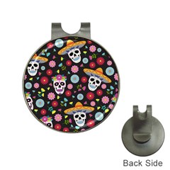 Day Dead Skull With Floral Ornament Flower Seamless Pattern Hat Clips With Golf Markers by Amaryn4rt