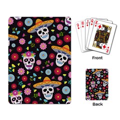 Day Dead Skull With Floral Ornament Flower Seamless Pattern Playing Cards Single Design (rectangle) by Amaryn4rt