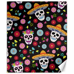 Day Dead Skull With Floral Ornament Flower Seamless Pattern Canvas 8  X 10  by Amaryn4rt