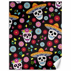 Day Dead Skull With Floral Ornament Flower Seamless Pattern Canvas 12  X 16  by Amaryn4rt