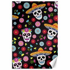 Day Dead Skull With Floral Ornament Flower Seamless Pattern Canvas 20  X 30  by Amaryn4rt