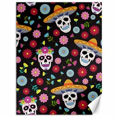 Day Dead Skull With Floral Ornament Flower Seamless Pattern Canvas 36  X 48  by Amaryn4rt