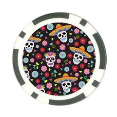 Day Dead Skull With Floral Ornament Flower Seamless Pattern Poker Chip Card Guard (10 Pack) by Amaryn4rt