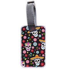 Day Dead Skull With Floral Ornament Flower Seamless Pattern Luggage Tag (two Sides) by Amaryn4rt