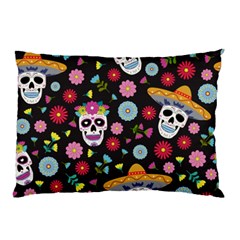 Day Dead Skull With Floral Ornament Flower Seamless Pattern Pillow Case (two Sides) by Amaryn4rt