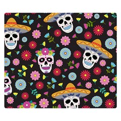 Day Dead Skull With Floral Ornament Flower Seamless Pattern Double Sided Flano Blanket (small)  by Amaryn4rt