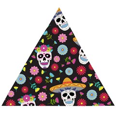 Day Dead Skull With Floral Ornament Flower Seamless Pattern Wooden Puzzle Triangle