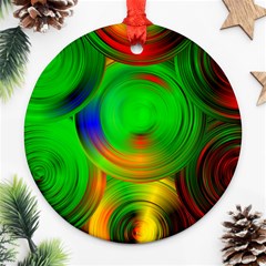 Pebbles In A Rainbow Pond Round Ornament (two Sides)