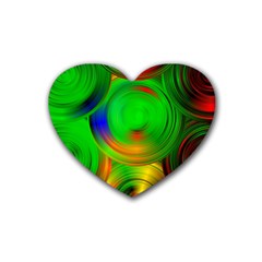 Pebbles In A Rainbow Pond Rubber Coaster (heart)  by ScottFreeArt