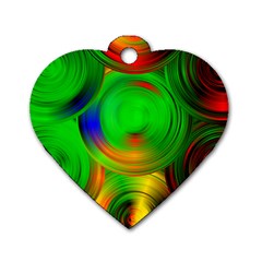 Pebbles In A Rainbow Pond Dog Tag Heart (two Sides) by ScottFreeArt