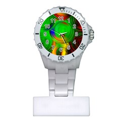 Pebbles In A Rainbow Pond Plastic Nurses Watch by ScottFreeArt