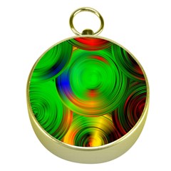 Pebbles In A Rainbow Pond Gold Compasses by ScottFreeArt