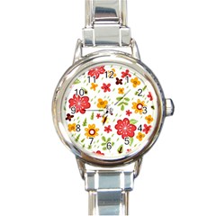 Flower Pattern  Round Italian Charm Watch by alllovelyideas