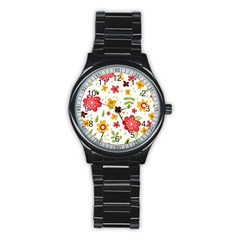 Flower Pattern  Stainless Steel Round Watch by alllovelyideas