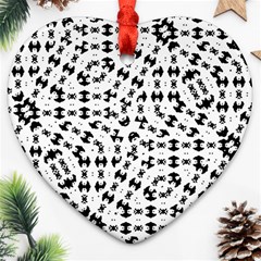 Black And White Ethnic Print Ornament (heart) by dflcprintsclothing