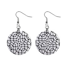 Black And White Ethnic Print Mini Button Earrings