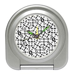 Black And White Ethnic Print Travel Alarm Clock