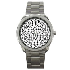 Black And White Ethnic Print Sport Metal Watch by dflcprintsclothing