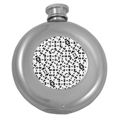 Black And White Ethnic Print Round Hip Flask (5 Oz) by dflcprintsclothing