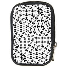 Black And White Ethnic Print Compact Camera Leather Case