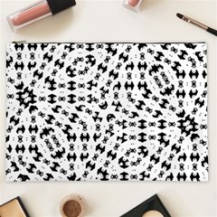 Black And White Ethnic Print Cosmetic Bag (xxl)