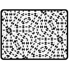 Black And White Ethnic Print Double Sided Fleece Blanket (large) 