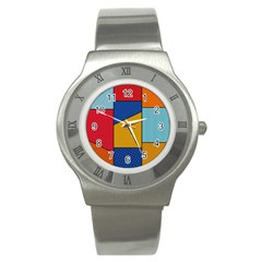 Dotted Colors Background Pop Art Style Vector Stainless Steel Watch by Amaryn4rt