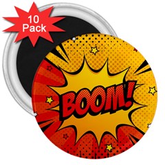 Explosion Boom Pop Art Style 3  Magnets (10 Pack)  by Amaryn4rt