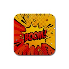 Explosion Boom Pop Art Style Rubber Square Coaster (4 Pack)  by Amaryn4rt