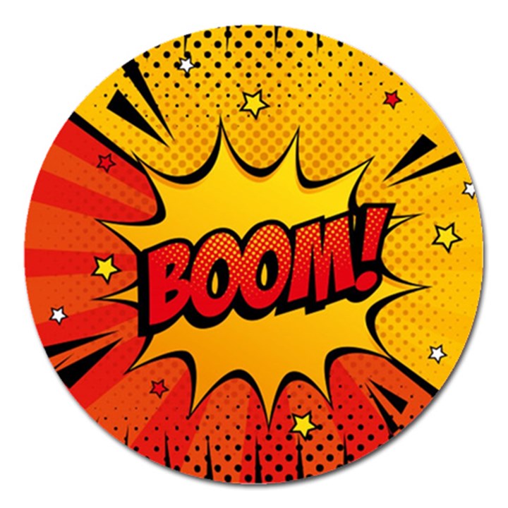 Explosion Boom Pop Art Style Magnet 5  (Round)