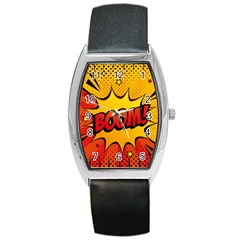 Explosion Boom Pop Art Style Barrel Style Metal Watch by Amaryn4rt