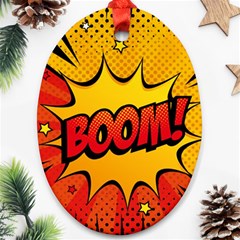 Explosion Boom Pop Art Style Oval Ornament (two Sides) by Amaryn4rt