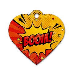 Explosion Boom Pop Art Style Dog Tag Heart (two Sides) by Amaryn4rt