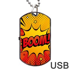 Explosion Boom Pop Art Style Dog Tag Usb Flash (one Side) by Amaryn4rt