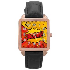 Explosion Boom Pop Art Style Rose Gold Leather Watch  by Amaryn4rt