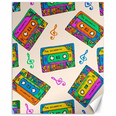 Seamless Pattern With Colorfu Cassettes Hippie Style Doodle Musical Texture Wrapping Fabric Vector Canvas 16  X 20  by Amaryn4rt