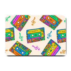 Seamless Pattern With Colorfu Cassettes Hippie Style Doodle Musical Texture Wrapping Fabric Vector Small Doormat  by Amaryn4rt