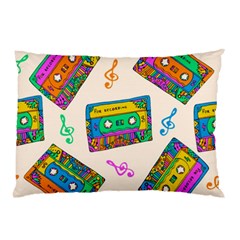 Seamless Pattern With Colorfu Cassettes Hippie Style Doodle Musical Texture Wrapping Fabric Vector Pillow Case by Amaryn4rt